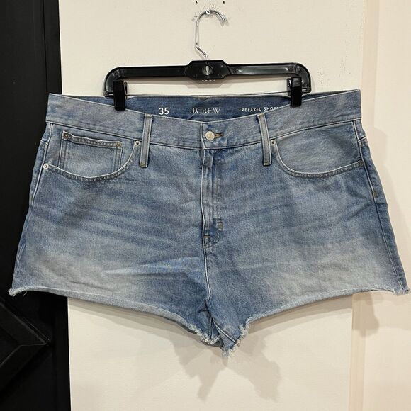 J Crew Light Wash Denim Cotton Relaxed Cut Off Shorts 35 Women’s Plus Size - Picture 1 of 5